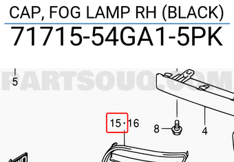 Suzuki 7171554GA15PK CAP, FOG LAMP RH (BLACK)