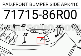 Suzuki 7171586R00 PAD,FRONT BUMPER SIDE APK416