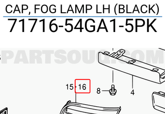 Suzuki 7171654GA15PK CAP, FOG LAMP LH (BLACK)