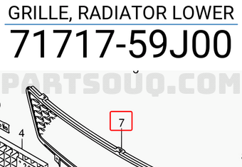 Suzuki 7171759J00 GRILLE, RADIATOR LOWER