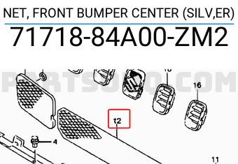 Suzuki 7171884A00ZM2 NET, FRONT BUMPER CENTER (SILV,ER)