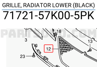 Suzuki 7172157K005PK GRILLE, RADIATOR LOWER (BLACK)