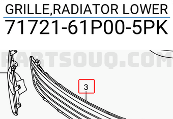 Suzuki 7172161P005PK GRILLE,RADIATOR LOWER