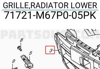 Suzuki 71721M67P005PK GRILLE,RADIATOR LOWER