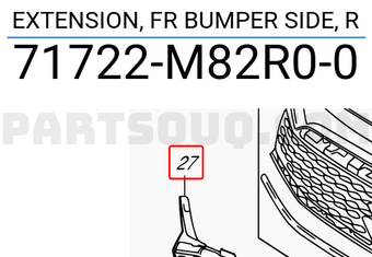 Suzuki 71722M82R00 EXTENSION, FR BUMPER SIDE, R
