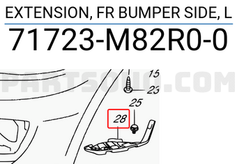 Suzuki 71723M82R00 EXTENSION, FR BUMPER SIDE, L
