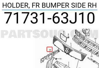 Suzuki 7173163J10 HOLDER, FR BUMPER SIDE RH
