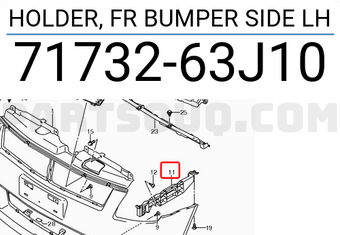 Suzuki 7173263J10 HOLDER, FR BUMPER SIDE LH
