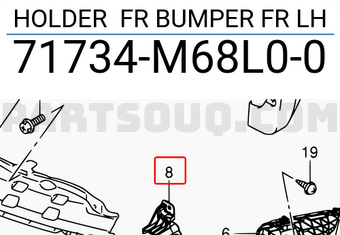 Suzuki 71734M68L00 HOLDER FR BUMPER FR LH