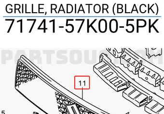 Suzuki 7174157K005PK GRILLE, RADIATOR (BLACK)