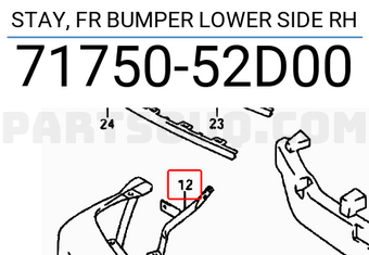 Suzuki 7175052D00 STAY, FR BUMPER LOWER SIDE RH