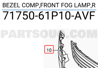 Suzuki 7175061P10AVF BEZEL COMP,FRONT FOG LAMP,R