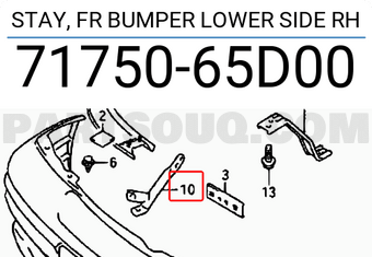 Suzuki 7175065D00 STAY, FR BUMPER LOWER SIDE RH