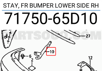 Suzuki 7175065D10 STAY, FR BUMPER LOWER SIDE RH