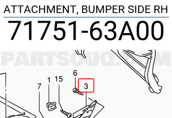 Suzuki 7175163A00 ATTACHMENT, BUMPER SIDE RH