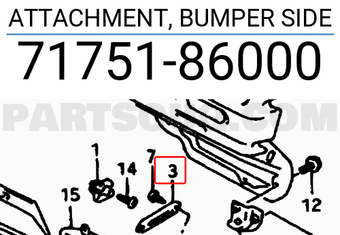 Suzuki 7175186000 ATTACHMENT, BUMPER SIDE