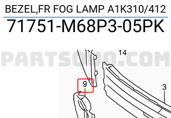Suzuki 71751M68P305PK BEZEL,FR FOG LAMP A1K310/412
