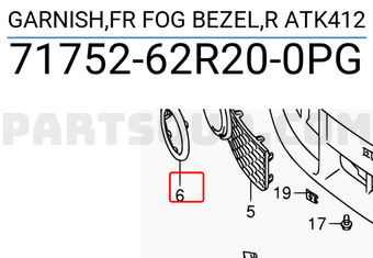 Suzuki 7175262R200PG GARNISH,FR FOG BEZEL,R ATK412