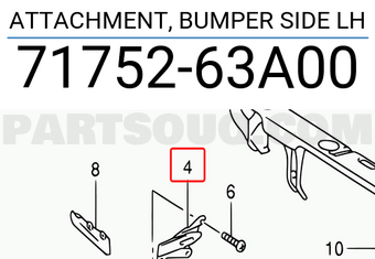 Suzuki 7175263A00 ATTACHMENT, BUMPER SIDE LH
