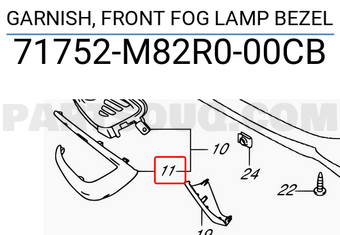 Suzuki 71752M82R000CB GARNISH, FRONT FOG LAMP BEZEL