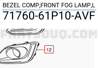Suzuki 7176061P10AVF BEZEL COMP,FRONT FOG LAMP,L