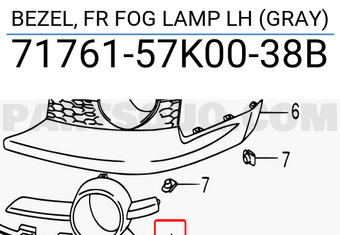 Suzuki 7176157K0038B BEZEL, FR FOG LAMP LH (GRAY)