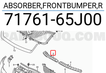Suzuki 7176165J00 ABSORBER,FRONTBUMPER,R
