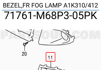 Suzuki 71761M68P305PK BEZEL,FR FOG LAMP A1K310/412