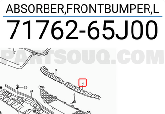 Suzuki 7176265J00 ABSORBER,FRONTBUMPER,L