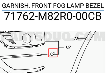 Suzuki 71762M82R000CB GARNISH, FRONT FOG LAMP BEZEL