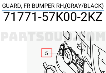 Suzuki 7177157K002KZ GUARD, FR BUMPER RH,(GRAY/BLACK)
