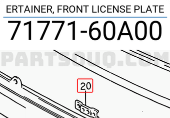Suzuki 7177160A00 ERTAINER, FRONT LICENSE PLATE