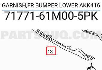 Suzuki 7177161M005PK GARNISH,FR BUMPER LOWER AKK416