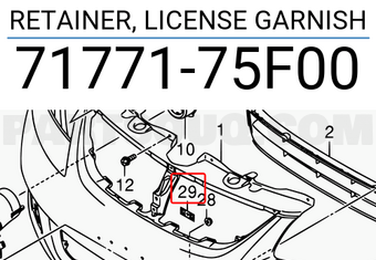 Suzuki 7177175F00 RETAINER, LICENSE GARNISH