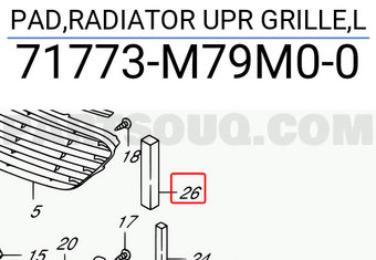Suzuki 71773M79M00 PAD,RADIATOR UPR GRILLE,L