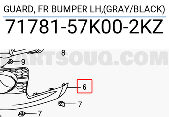 Suzuki 7178157K002KZ GUARD, FR BUMPER LH,(GRAY/BLACK)