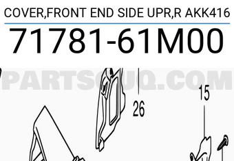 Suzuki 7178161M00 COVER,FRONT END SIDE UPR,R AKK416