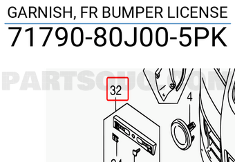 Suzuki 7179080J005PK GARNISH, FR BUMPER LICENSE