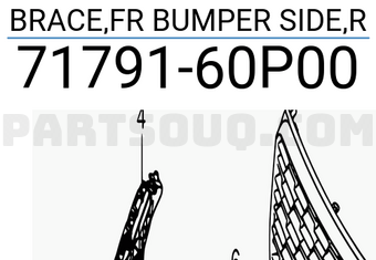 Suzuki 7179160P00 BRACE,FR BUMPER SIDE,R