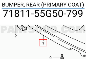 Suzuki 7181155G50799 BUMPER, REAR (PRIMARY COAT)
