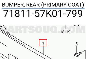 Suzuki 7181157K01799 BUMPER, REAR (PRIMARY COAT)
