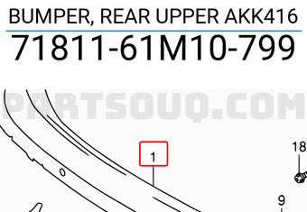 Suzuki 7181161M10799 BUMPER, REAR UPPER AKK416