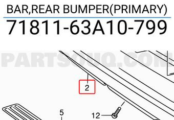 Suzuki 7181163A10799 BAR,REAR BUMPER(PRIMARY)