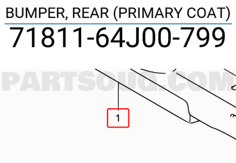 Suzuki 7181164J00799 BUMPER, REAR (PRIMARY COAT)