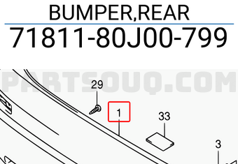 Suzuki 7181180J00799 BUMPER,REAR
