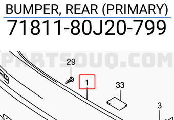 Suzuki 7181180J20799 BUMPER, REAR (PRIMARY)