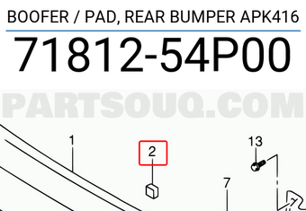 Suzuki 7181254P00 BOOFER / PAD, REAR BUMPER APK416