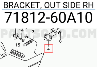 Suzuki 7181260A10 BRACKET, OUT SIDE RH