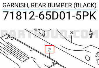 Suzuki 7181265D015PK GARNISH, REAR BUMPER (BLACK)