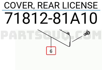 Suzuki 7181281A10 COVER, REAR LICENSE